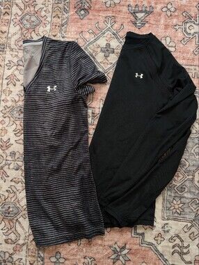 Under Armour Black Activewear Top Bundle Short And Long Sleeve Medium